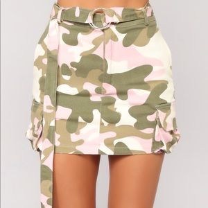 Fashion Nova Survivor Camo Skirt Pink White Green